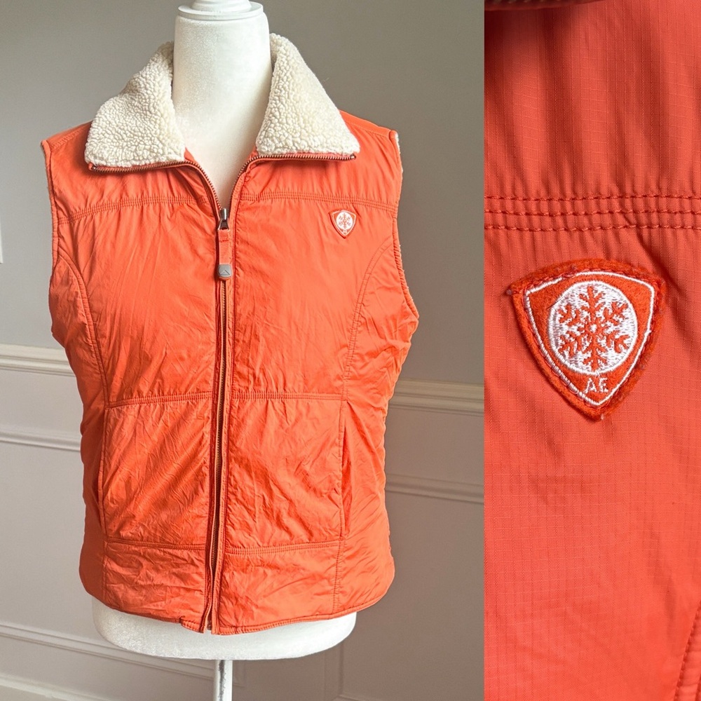 American Eagle Outfitters Orange Shelter Series Vest Sz Large Gorpcore Outerwear